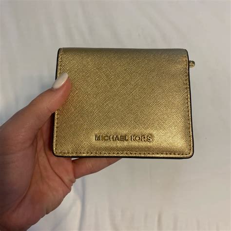 michael kors money pieces wallet gold|Michael Kors gold wallet women.